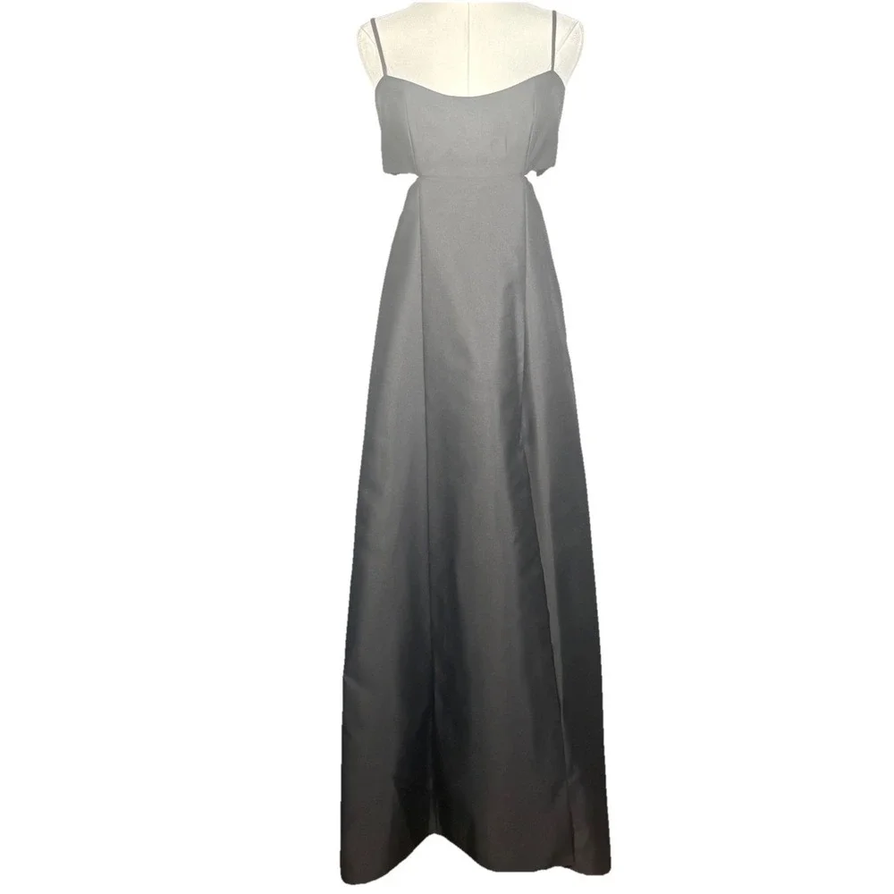 Alfred Sung Black Cutout Back Maxi Gown Formal Evening Dress Size 4 - Picture 1 of 13